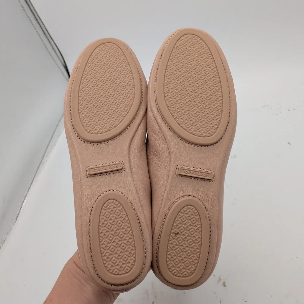 Tory Burch Minnie Travel Ballet Flats Goan Sand Leather Logo 51158251 Womens 5